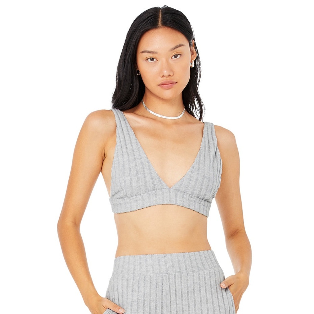 EUC Alo Ribbed Take Comfort Bra size small heather grey